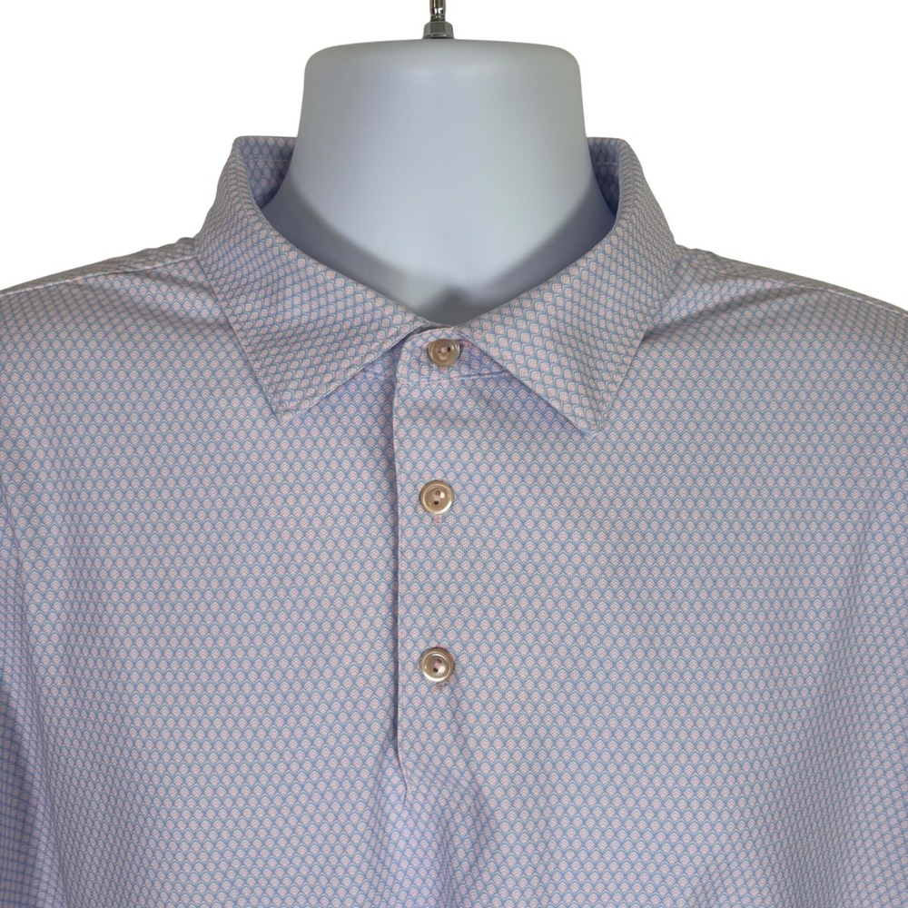 Peter Millar Mens Polo Shirt Sz XL Blue Pink Summer Comfort Performance Golf